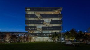 A new Manhattanville campus building for Columbia University in West Harlem in New York City has buildings with modern designs