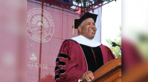 Robert F. Smith delivering his commencement speech to the 2019 graduating class of Morehouse College