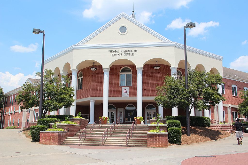 The outside of the Thomas Kilgore Jr. Campus Center building at Morehouse College