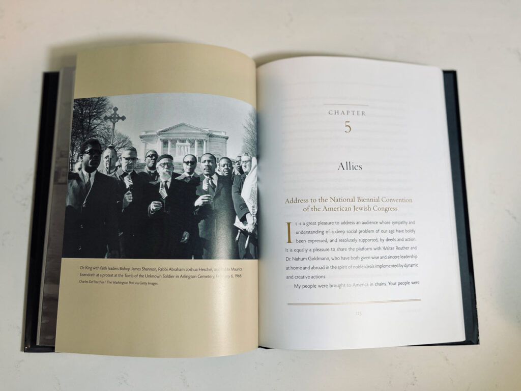 “Lead Boldly” book laying open on a desk to chapter five